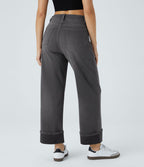 Halara Flex™ Jean Larges Taille Haute Ourlet Roulotté Multiples Poches