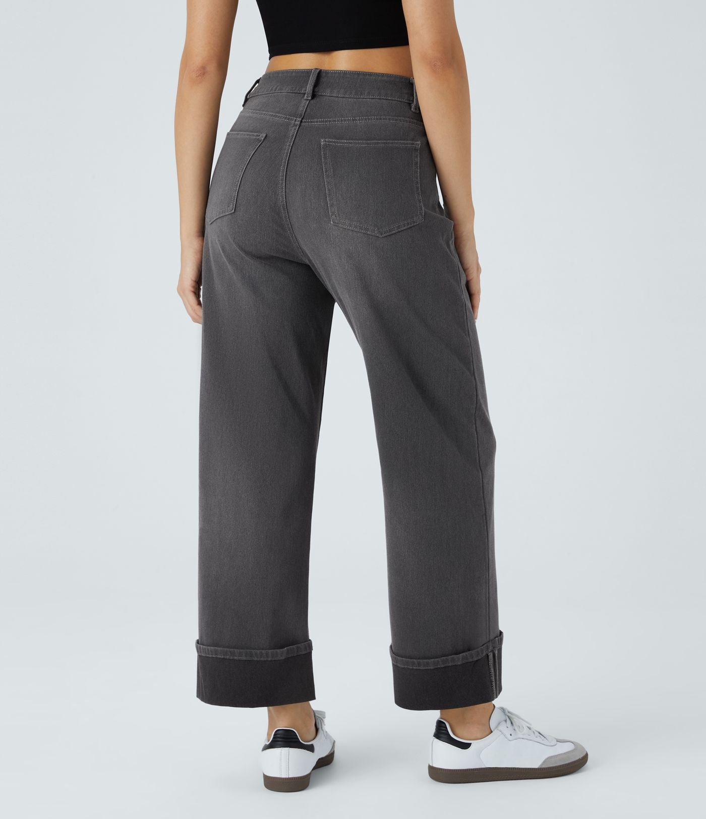 Halara Flex™ Jean Larges Taille Haute Ourlet Roulotté Multiples Poches