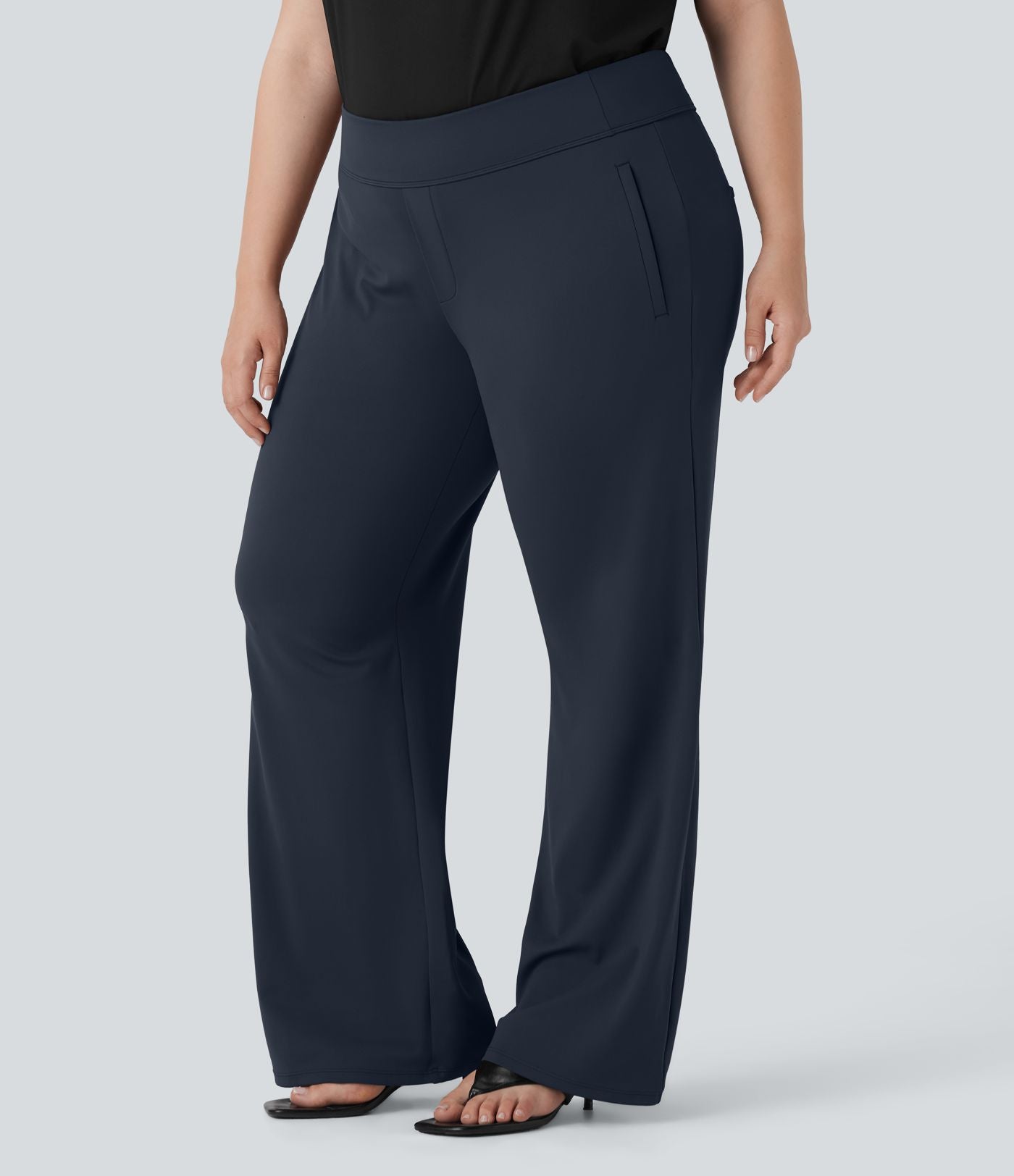 Pantalon tailleur évasé grande taille taille haute Halara Flex™ DayStretch avec poches zippées latérales