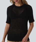 Pull col rond manches courtes