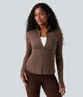Veste de sport SpacerTek™ col montant, manches raglan longues avec trous pour les pouces