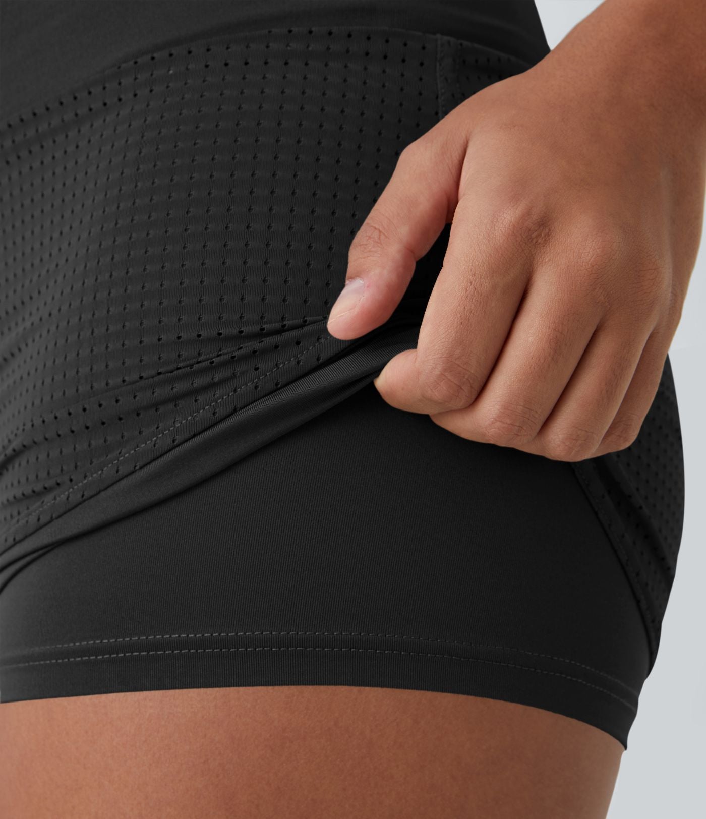 Shorts 2' Casual 2 en1 Taille Haute Empiècement en Maille dans le Dos et Poches