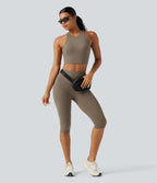 Brassière de running maintien léger frais au toucher à séchage rapide avec encolure arrondie, découpe, coussinets amovibles et protection solaire UPF50+