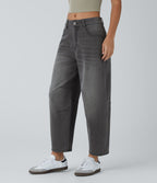 Jean Barrel 7/8 taille basse Halara Flex™ avec poches zippées