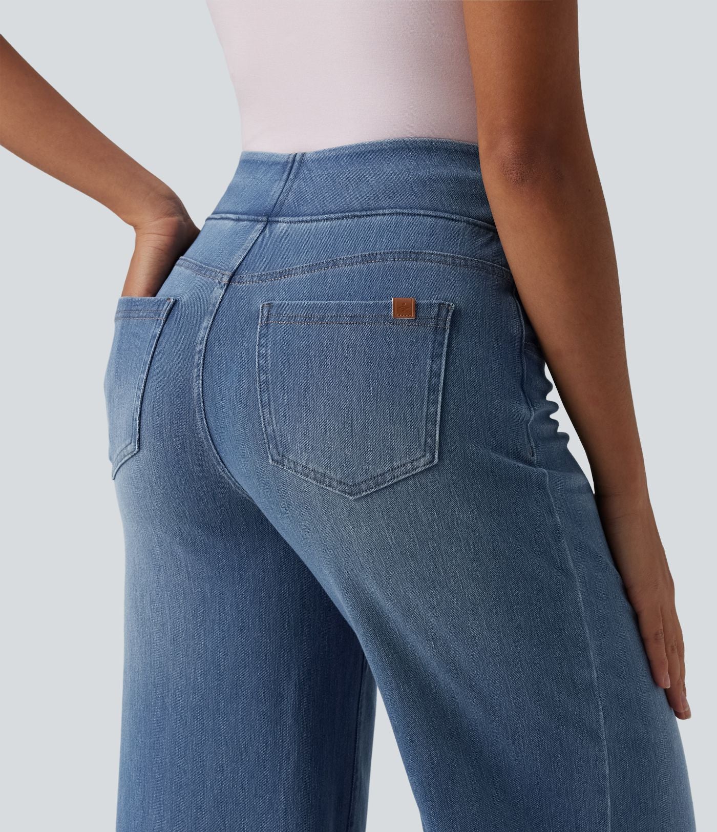 Jean large décontracté Halara Flex™ taille haute gainant avec poches