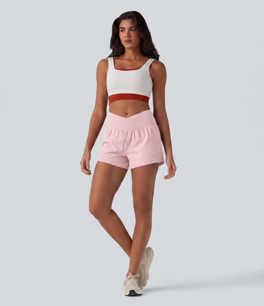 Short de yoga 2-en-1 SoftlyZero™ Airy croisé taille haute 7,5 cm effet frais InstantCool avec poches