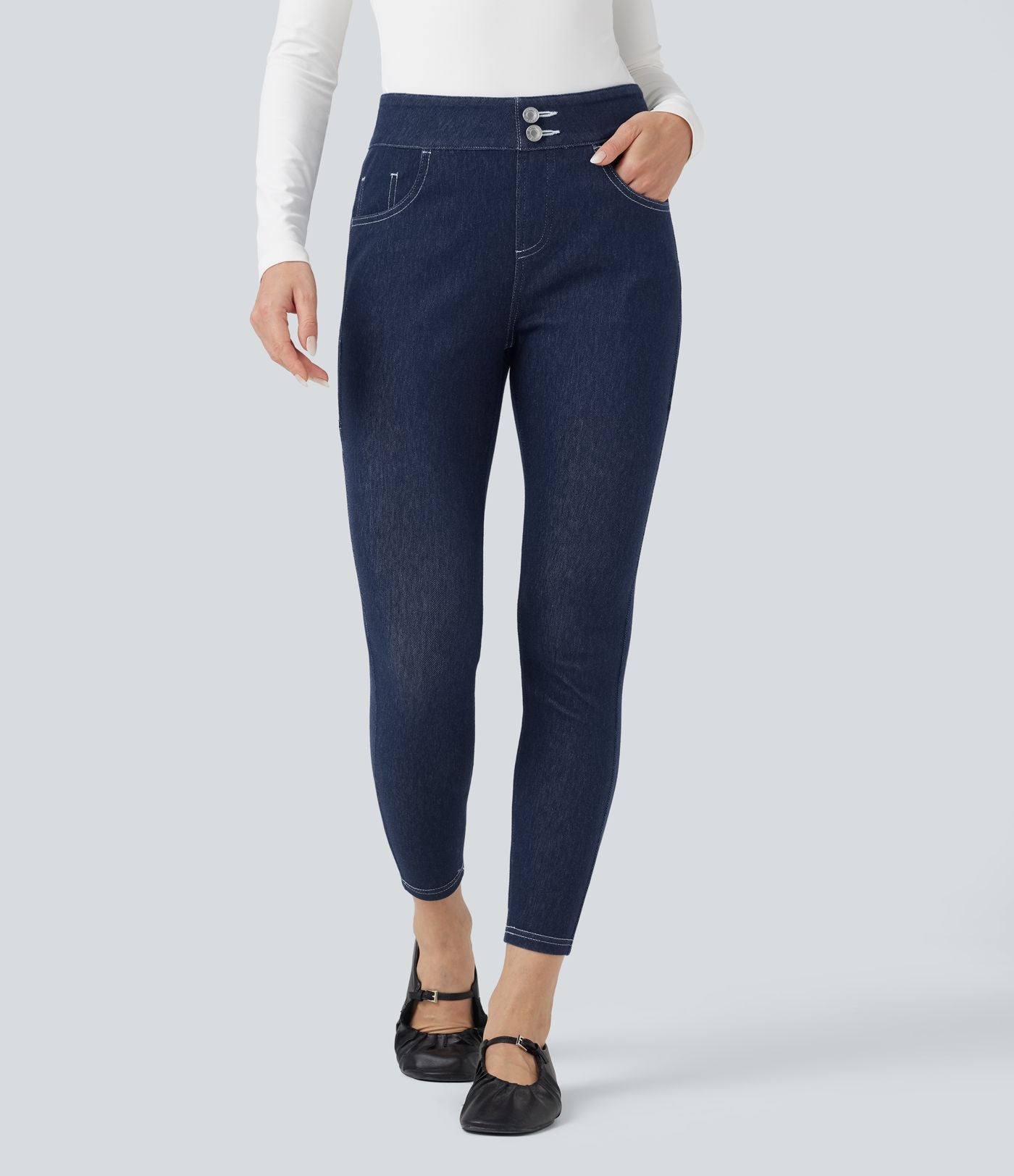 Legging denim Halara Flex™ 7/8 taille mi-haute avec poches