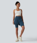 Short de yoga 2-en-1 SoftlyZero™ Airy effet frais InstantCool taille ultra-haute 22,8 cm avec poches