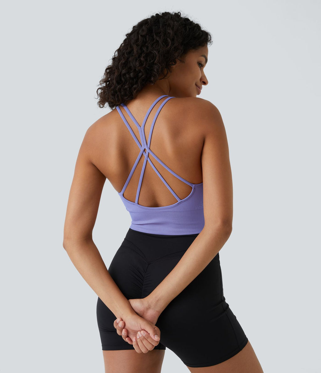 Brassière de sport maintien léger bretelles froncées doubles bonnets A-D OneForm Seamless Flow