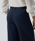 Pantalon Halara Flex™ tailleur large taille mi-haute à rayures à effet frais InstantCool et poches