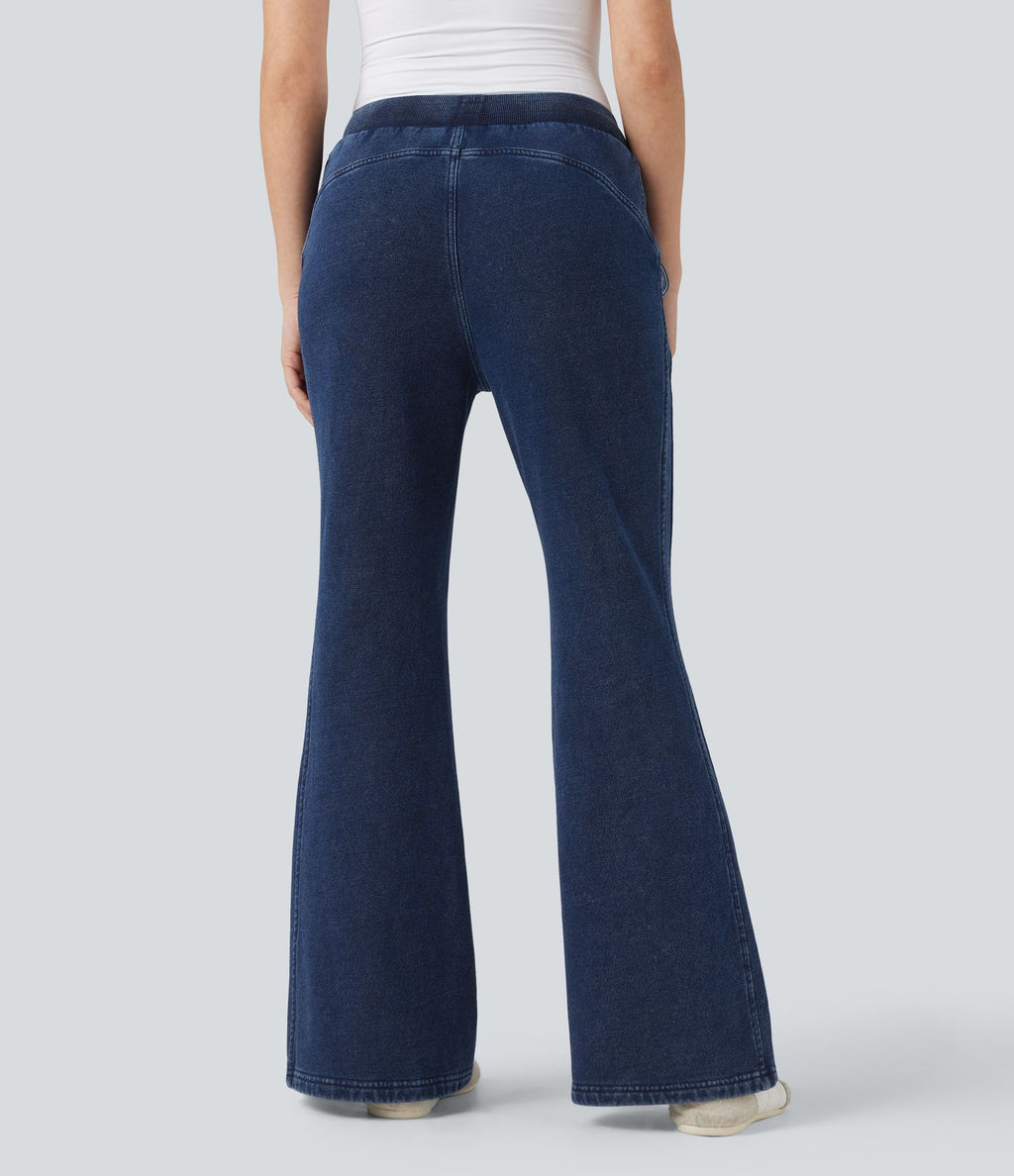 Jean évasé jogging molleton français Halara Flex™ taille mi-haute avec poches