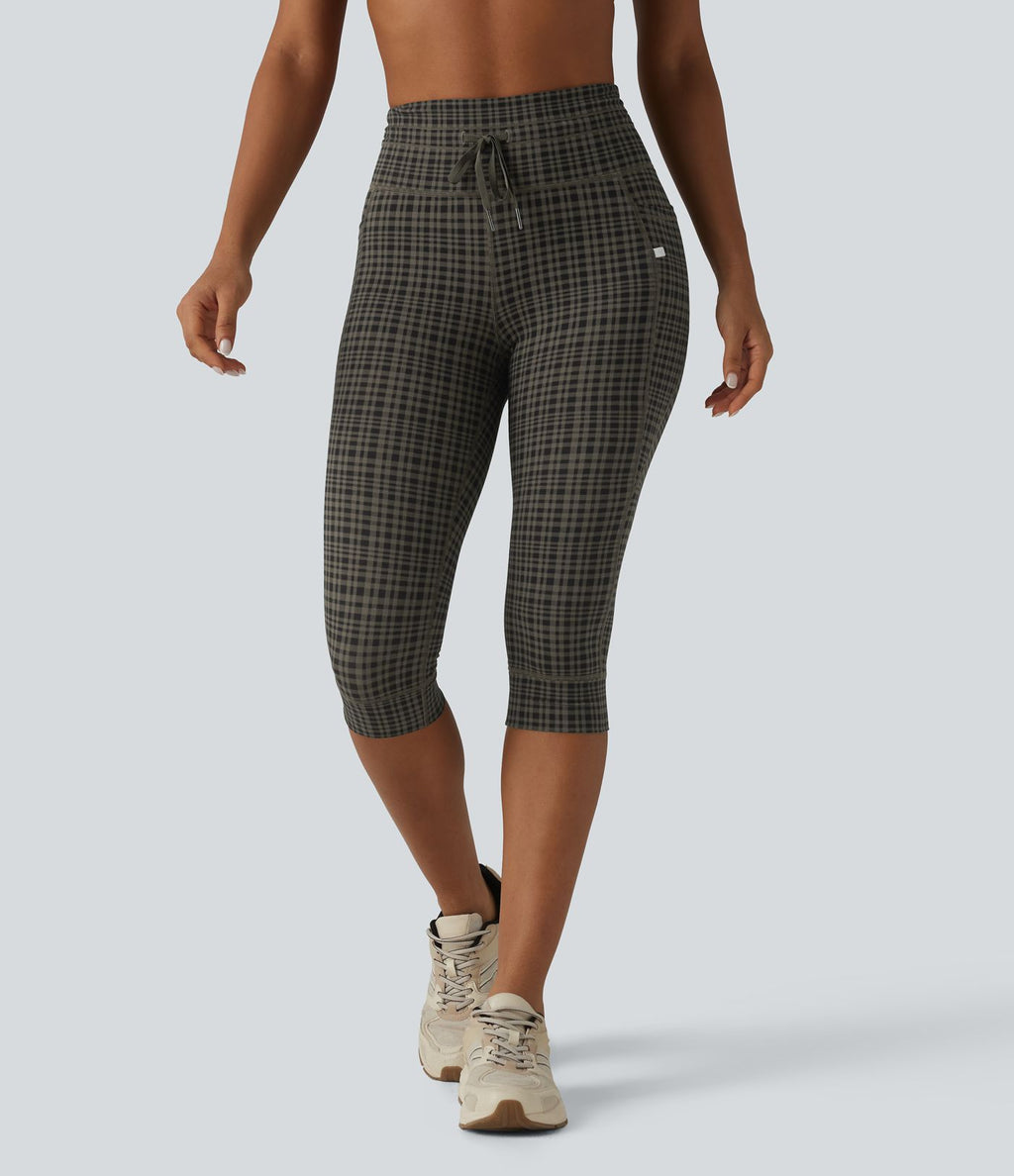 Legging de yoga Halara UltraSculpt™ à carreaux, taille haute, cordon de serrage et poches