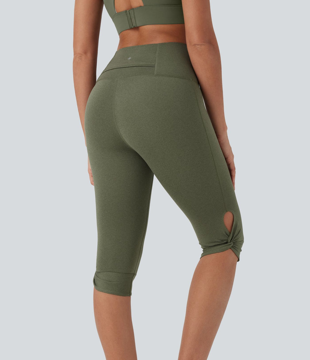 Leggings corsaire de yoga à taille haute, découpes, détails torsadés, séchage rapide et poche