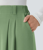 Halara Flex™ Pantalon Tailleur Large Fluide Gaufré Taille Haute Poches Latérales