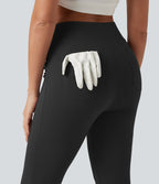 Pantalon de golf flare taille haute froncé avec poches et porte-tees
