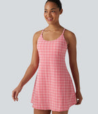 Robe sport mini 2-en-1 de tennis à carreaux tartan froissés, séchage rapide et poches – Édition Easy Peasy