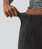 Halara Flex™ Short casual en denim taille mi-haute à ourlet retroussé avec poches
