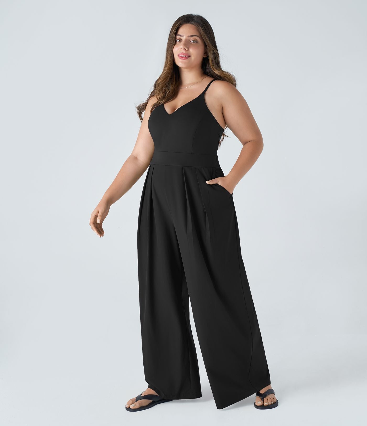 Breezeful™ Combinaison Dos Nu Poche Zippée Invisible Sur le Côté Jambe Large Séchage Rapide Grande Taille