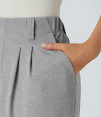 Halara Flex™ Pantalon Tailleur Large Fluide Gaufré Taille Haute Poches Latérales