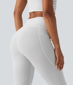 Legging de yoga taille haute en sergé rayé avec cordon de serrage et poches