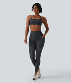 Legging de running Halara UltraSculpt™ gainant taille haute imprimé à carreaux avec poches