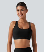 Brassière de running Halara UltraSculpt™ côtelée maintien léger asymétrique avec découpe et coussinets amovibles