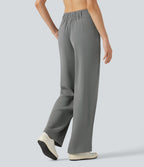 Pantalon tailleur Halara Flex™ à taille mi-haute, coupe droite et froncée, avec poches