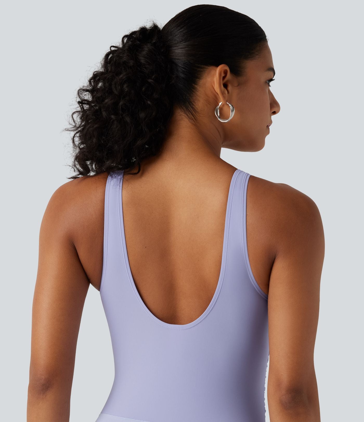 Robe de bain 2-en-1 gainante col V croisé avec fronces, ourlet asymétrique noué, mesh contrasté et brassière intégrée