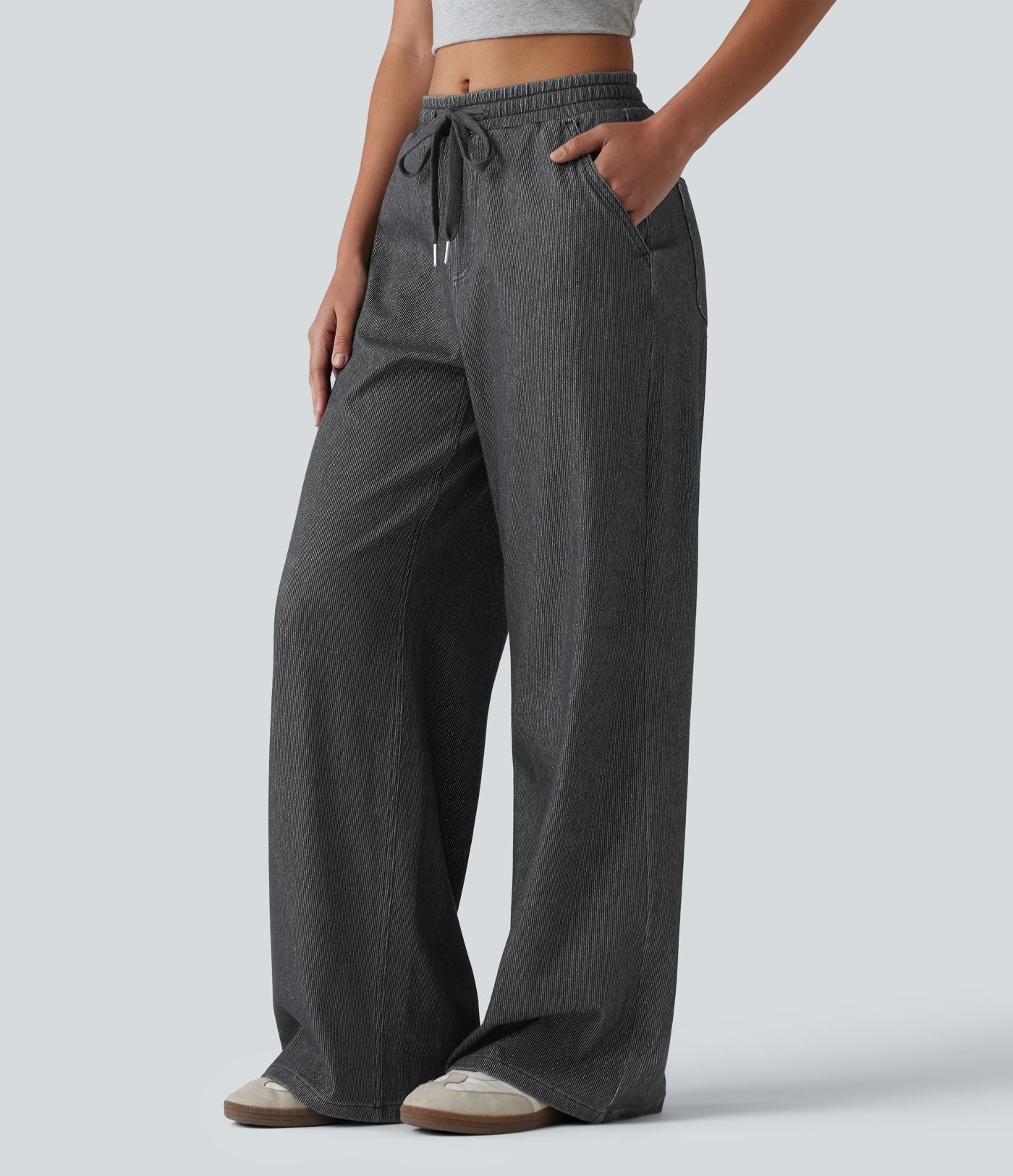 Jogging taille basse Halara Flex™ jambes larges, effet sparkle, avec poches
