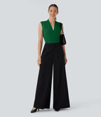 Blouse sans manches col V pour le bureau