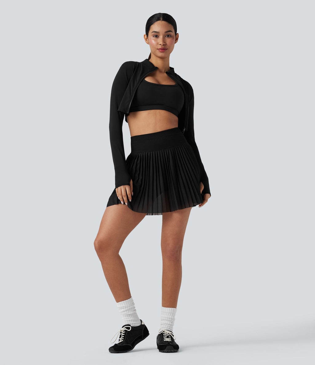 Jupe mini tennis 2-en-1 plissée taille haute sans couture OneForm Seamless Flow avec poches