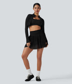 Jupe mini tennis 2-en-1 plissée taille haute sans couture OneForm Seamless Flow avec poches