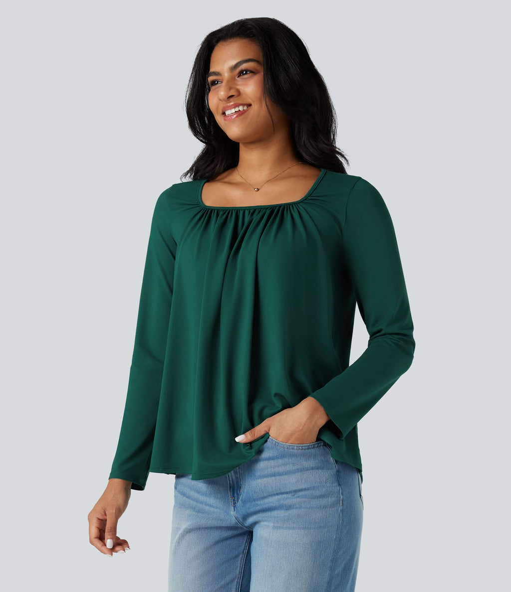 T-shirt col carré manches longues