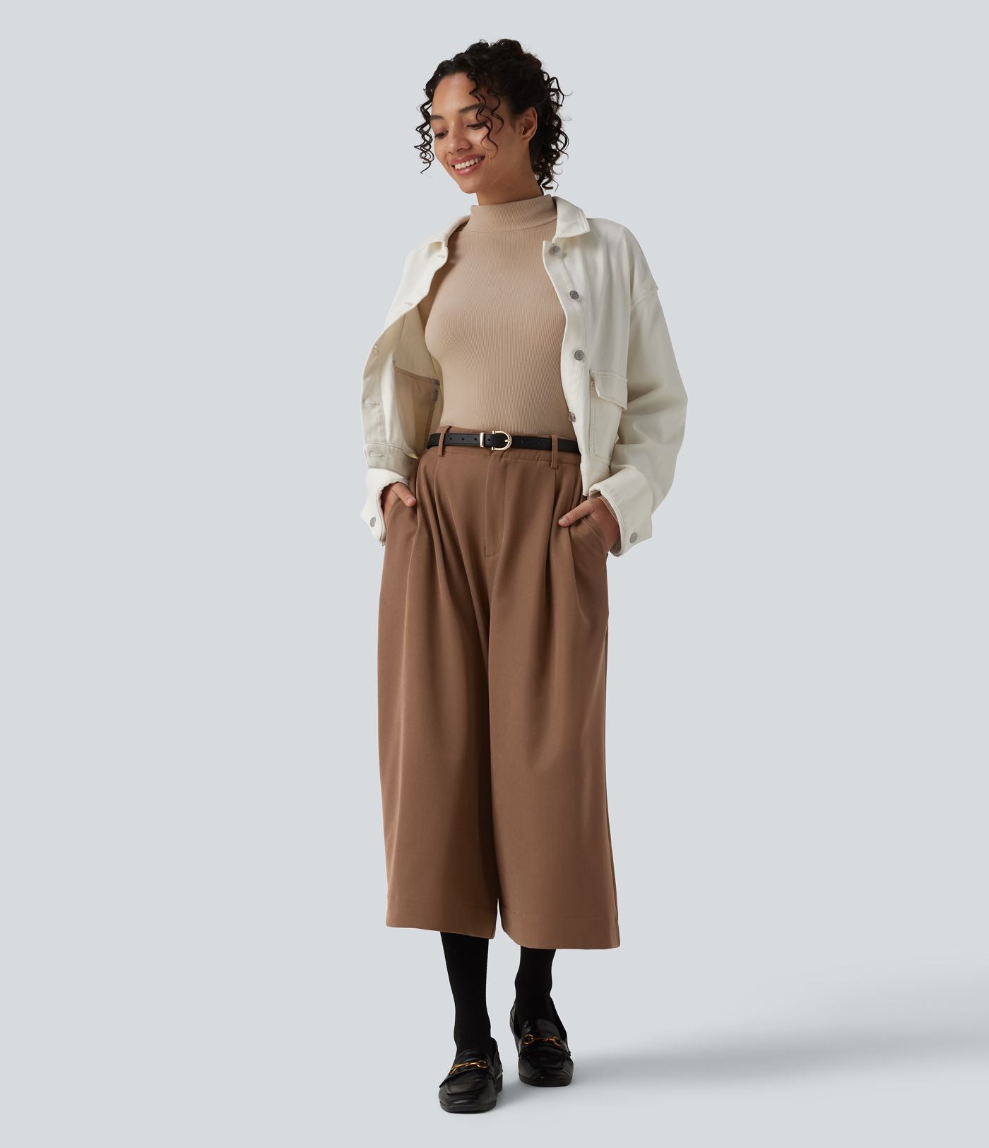Pantalon tailleur large Halara Flex™ plissé taille haute avec poches