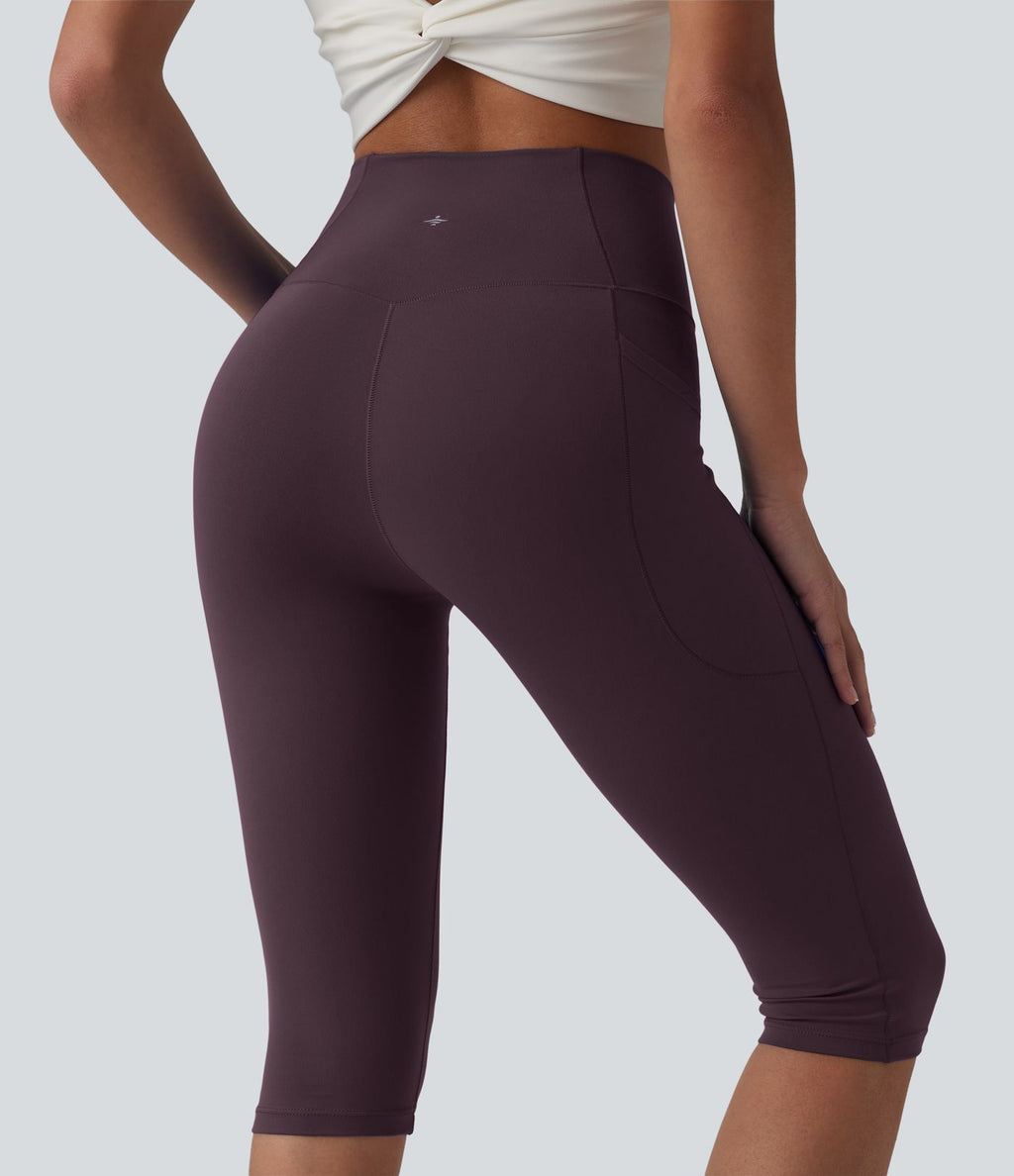 Legging de yoga corsaire SoftlyZero™ taille haute croisé avec poches - UPF50+