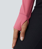 Patitoff™ Flow Veste Casual Courte à Col Montant Résistante aux Poils d'Animaux avec Fermeture Éclair Poches Latérales et Trou pour le Pouce
