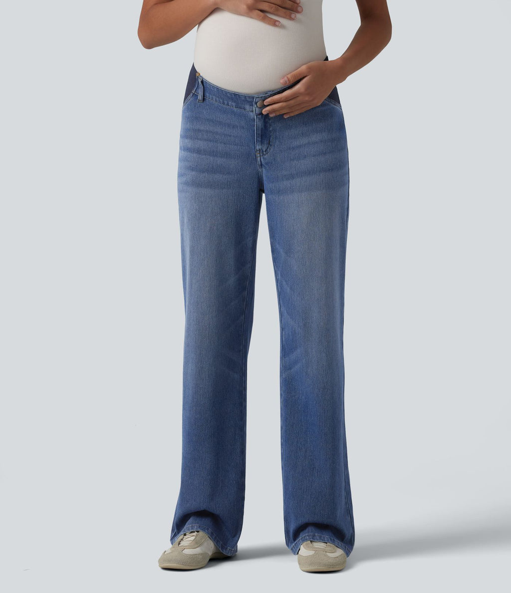 Halara Flex™ Jean droit de maternité décontracté taille mi-haute avec poches