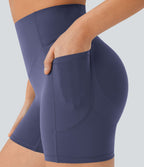 Short cycliste 12,5 cm d'entraînement gainant galbant taille haute avec effet scrunch et poches Halara UltraSculpt™