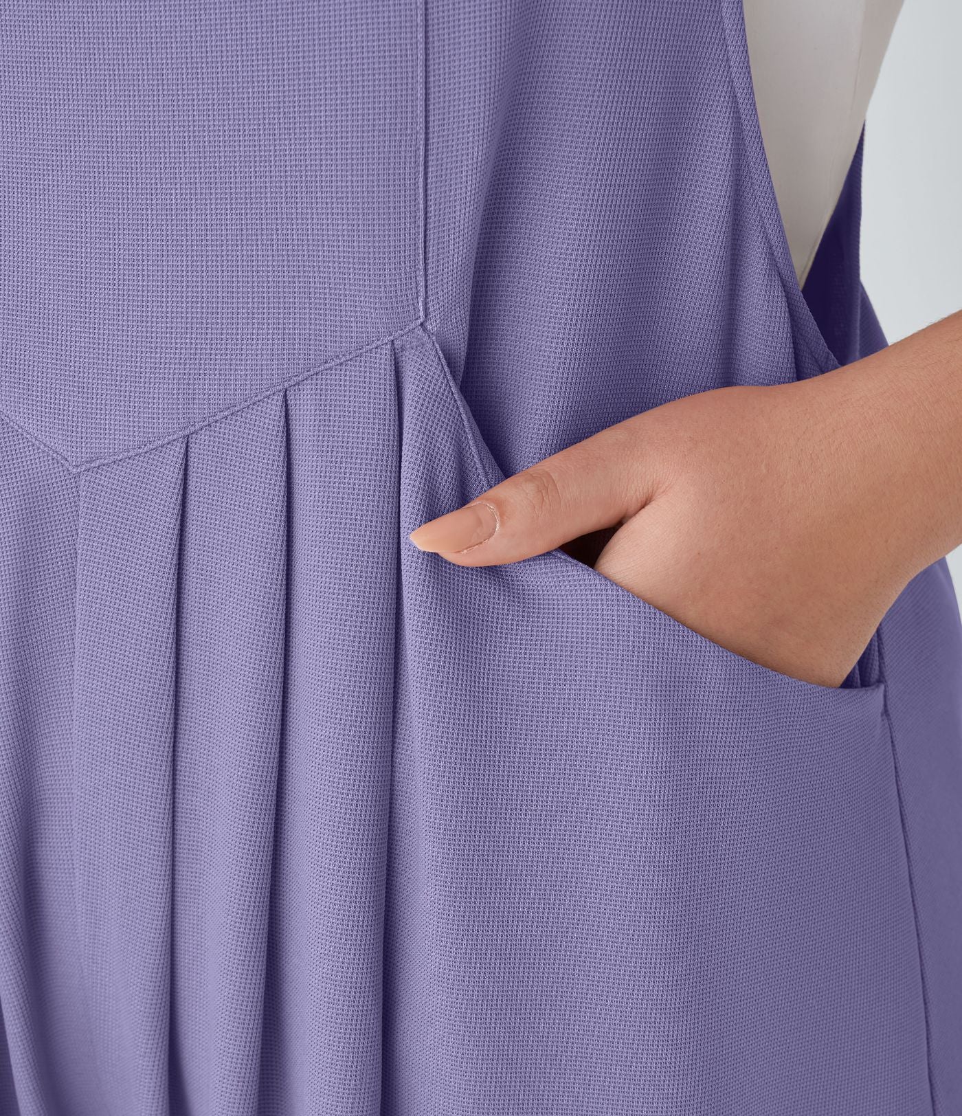 Salopette Casual Grande Taille en Gaufré avec Bretelles Ajustables Boutons et Poches Multiples