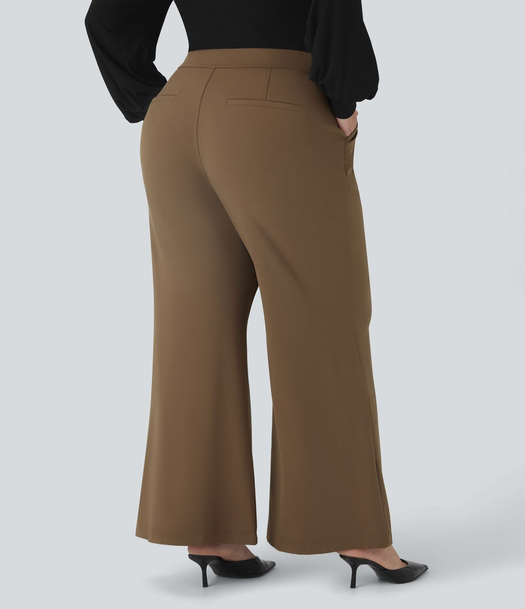 Pantalon tailleur évasé grande taille taille haute Halara Flex™ DayStretch avec poches