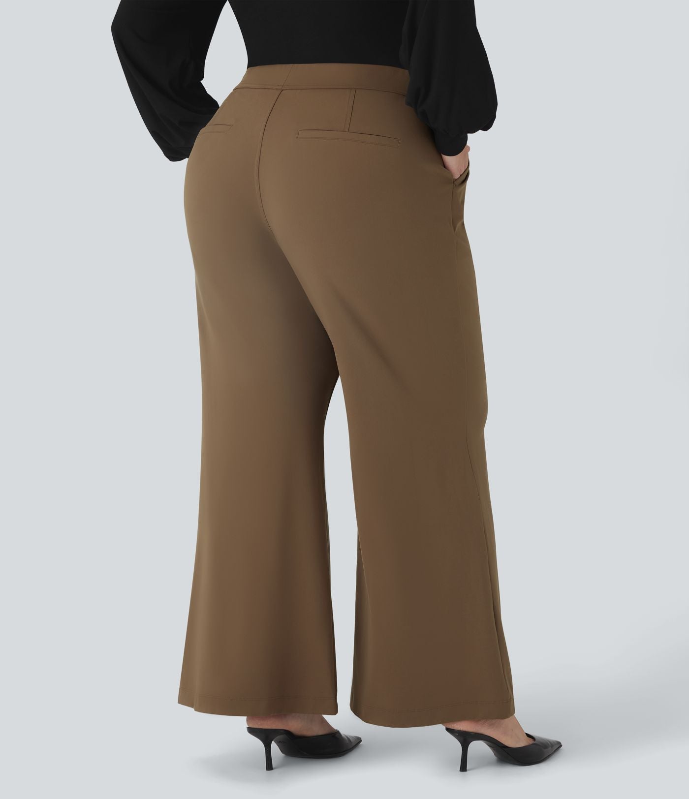 Pantalon tailleur évasé grande taille taille haute Halara Flex™ DayStretch avec poches