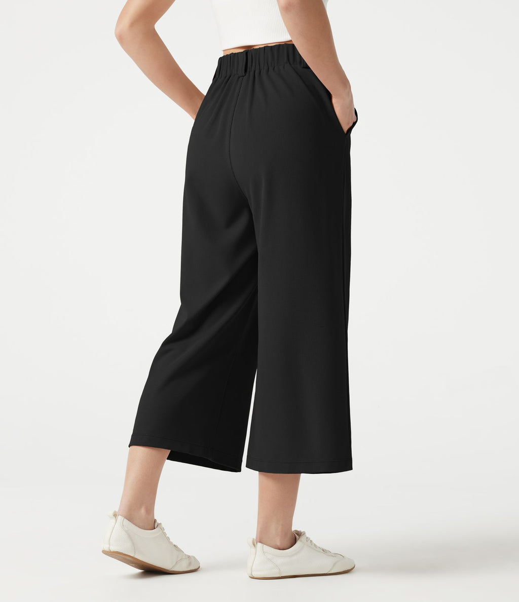 Pantalon tailleur cropped Halara Flex™ taille haute jambes larges en gaufré avec poches
