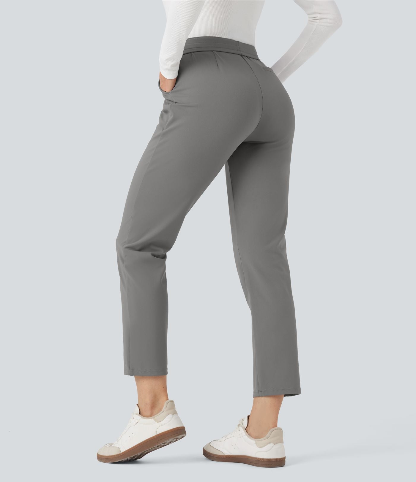 Pantalon de travail ajusté 7/8 repliable taille haute avec cordon de serrage Halara Flex™ DayStretch avec poches