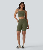SoftlyZero™ Short cycliste de yoga croisé taille haute 23 cm avec poches - UPF50+