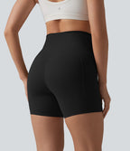 Short cycliste de yoga Halara UltraSculpt™ taille haute, ventre plat, côtelé contrasté, 12,5 cm, avec poches