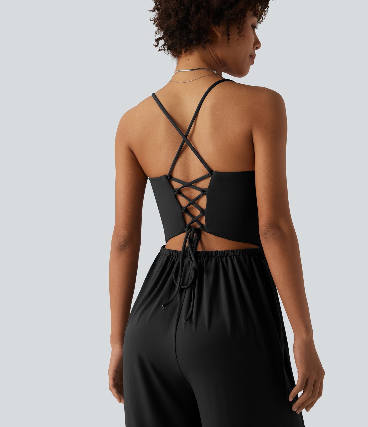 Combinaison décolleté drapé à bretelles croisées avec poches - Édition Easy Peasy