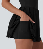 Breezeful™ Robe bain de soleil plissée à boucle ajustable 2-en-1 avec poche latérale séchage rapide micro-courte décontractée
