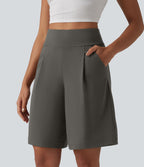 DayStretch Short tailleur bermuda plissé taille haute 25,5 cm avec poches