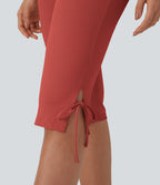 Pantalon corsaire décontracté taille moyenne à laçage avec poches arrière