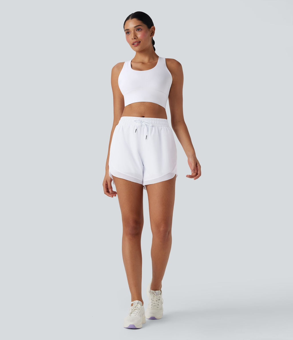 Short 12,5cm Running Fluide 2 en Taille Mi-Haut Cordon de Serrage Mesh Contrastant